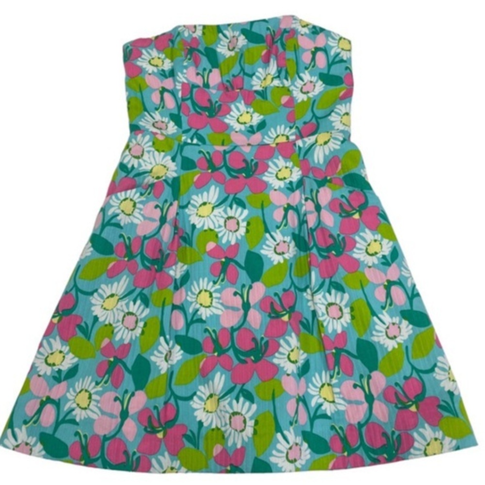 Lilly Pulitzer size 10 gorgeous floral strapless dress EUC. Pockets!
